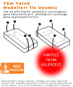 Heleni Yatağa Bağlama Fantazi Tek Ve Çift Kişilik Yataklar Için Uyumlu Yatak Kelepçesi Seti - Görsel 3