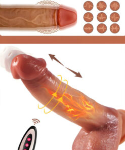 COBRA 22 cm Uzaktan Kumandalı Isıtmalı Teleskopik Dildo Vibratör, Vantuz Tabanlı Gerçekçi Seks Oyuncağı