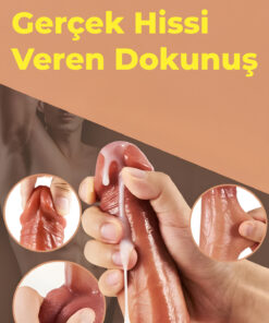 COBRA 22 cm Uzaktan Kumandalı Isıtmalı Teleskopik Dildo Vibratör, Vantuz Tabanlı Gerçekçi Seks Oyuncağı - Görsel 3