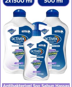 Activex Antibakteriyel Sıvı Sabun Hassas 2x1.5 Lt 500 Ml Nemlendirici İçerir
