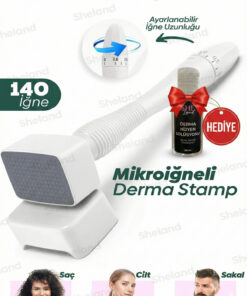 Sheland Dermastamp 140 Titanyum İğneli , 50 ml Derma Dezenfektan - Ayarlanabilir 10 İğne 0.25 mm - 3.00 mm