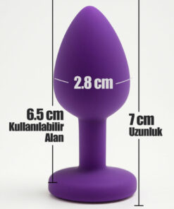 Alternative view of FEMSTAR 7 cm Yüksek Kalite Mor Silikon Taşlı Anal Plug Küçük Gold Taşlı Mücevherli Alıştırıcı Tıkaç