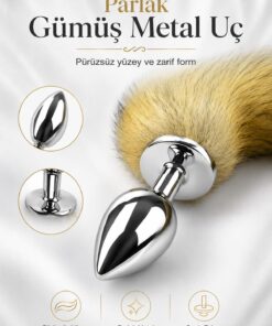 Lolita Shop Uzun Kuyruklu Gümüş Metal Büyük Boy 9 Cm Fantezi Anal Açıcı Genişletici Alıştırıcı Anal Tıkaç Plug - Görsel 3
