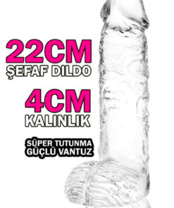 Do it Love - 22cm Soft Şeffaf Jel Realistik Dildo Kalınlık 4cm - Süper Vantuz - Anal Oral Vajinal
