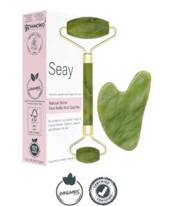 Seay Yeşim Face Roller Ve Kalp Gua Sha Yüz Masaj Aleti Seti Premium Değerli Doğal Taş Sertifikalı