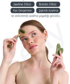 Alternative view of Seay Yeşim Face Roller Ve Kalp Gua Sha Yüz Masaj Aleti Seti Premium Değerli Doğal Taş Sertifikalı