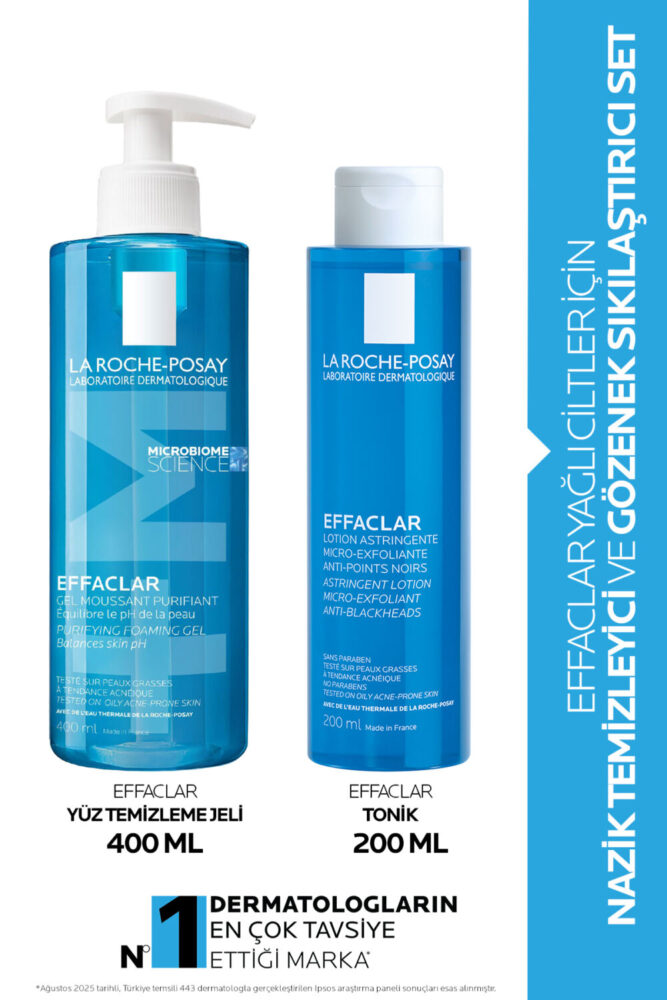 La Roche Posay Yağlı Ciltler İçin Cilt Bakım Seti : Effaclar Yüz Temizleme Jeli 400ml & Sıklaştırıcı Tonik 200ml