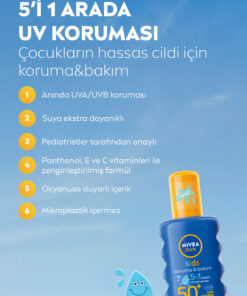 NIVEA SUN SPF50+ Çocuklar İçin Yüksek Güneş Koruyucu Vücut Spreyi 200ml, Suya Dayanıklı, E&C Vitamini - Görsel 3