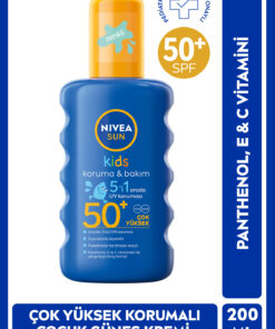 NIVEA SUN SPF50+ Çocuklar İçin Yüksek Güneş Koruyucu Vücut Spreyi 200ml, Suya Dayanıklı, E&C Vitamini