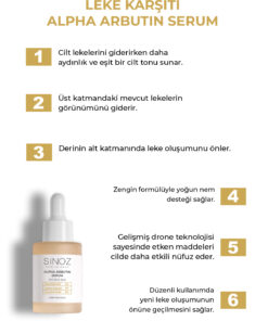 Alternative view of Sinoz Koyu Leke Karşıtı Arbutin Yüz Bakım Serumu (Niacinamide 5% + Alpha Arbutin 2%) 30 ml