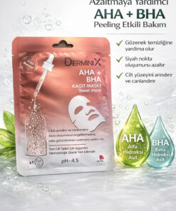 Derminix AHA+BHA 25g Kağıt Maske 1 Adet–Akne&Siyah Nokta Karşıtı,Gözenek Arındırıcı, Cilt Yenileyici