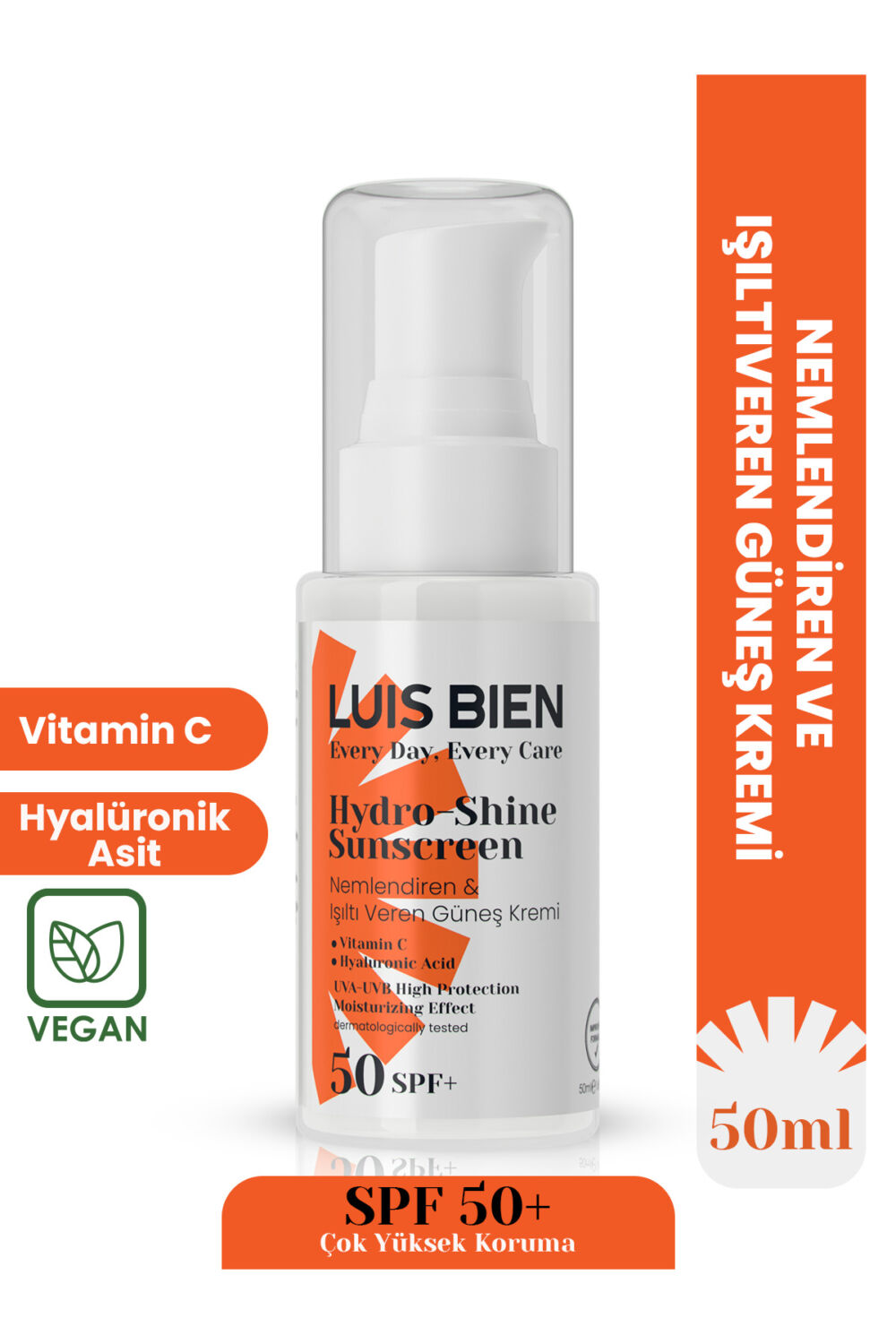 Luis Bien SPF 50+ Nemlendirici & Işıltı Veren Yüksek Korumalı Güneş Kremi 50 ml