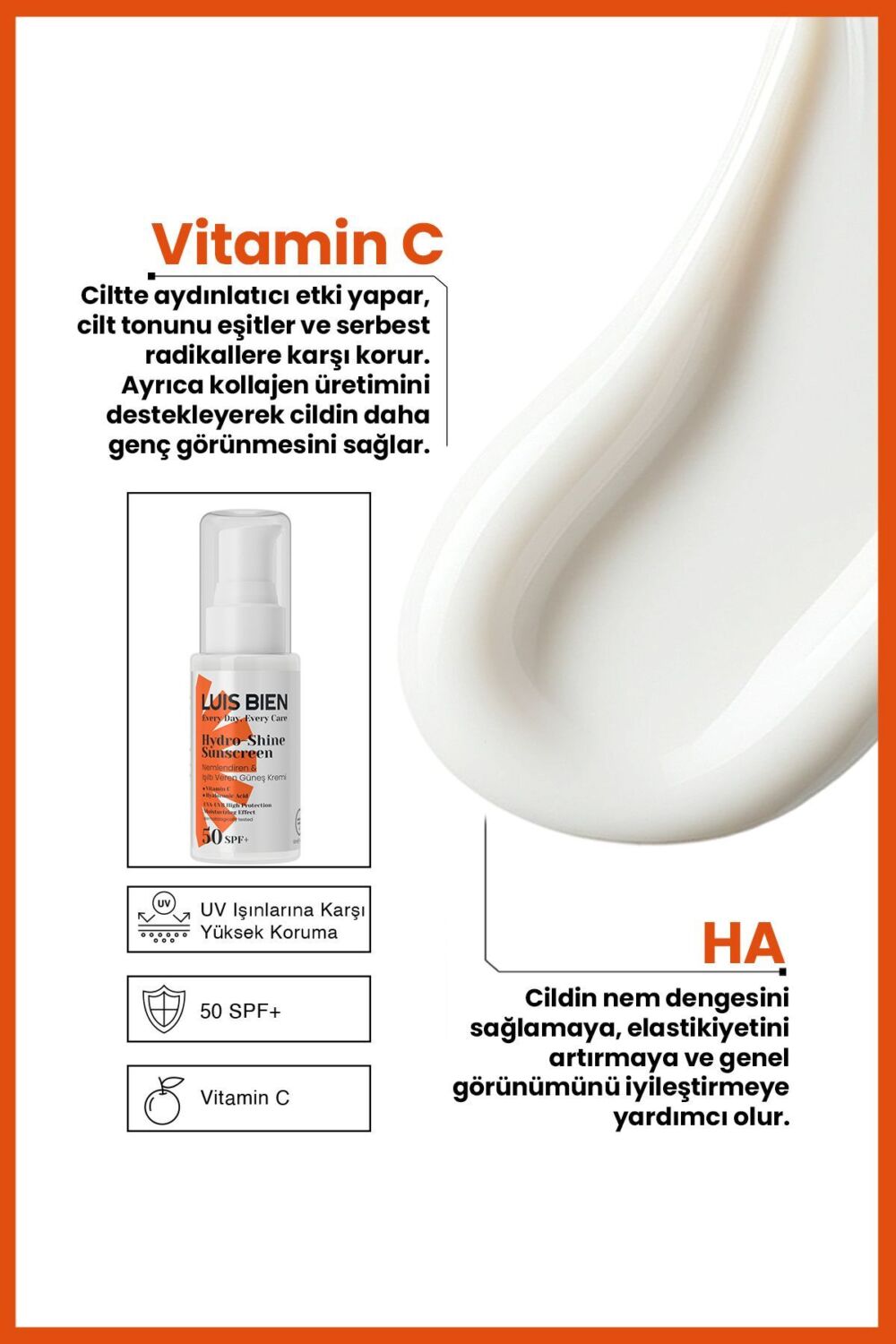 Luis Bien SPF 50+ Nemlendirici & Işıltı Veren Yüksek Korumalı Güneş Kremi 50 ml - Görsel 3