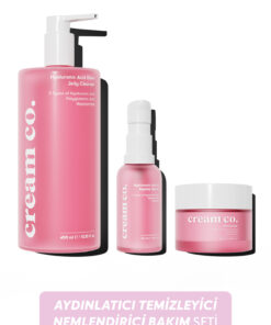 Cream Co. Canlandırıcı Temizleyici Aydınlatıcı Nemlendirici Set (Hyaluronic Acid + Peptide + Niacinamide)