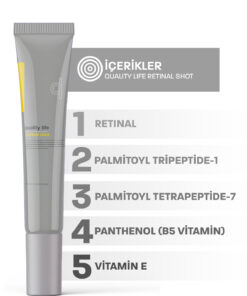 Quality Life Retinal Shot % 0,1 Retinal + Peptit Yaşlanma ve Kırışıklık Karşıtı Gece Bakım Kremi 20 ml Gözenek Sıkılaştırıcı ve Leke Karşıtı Tightening Booster - Görsel 3