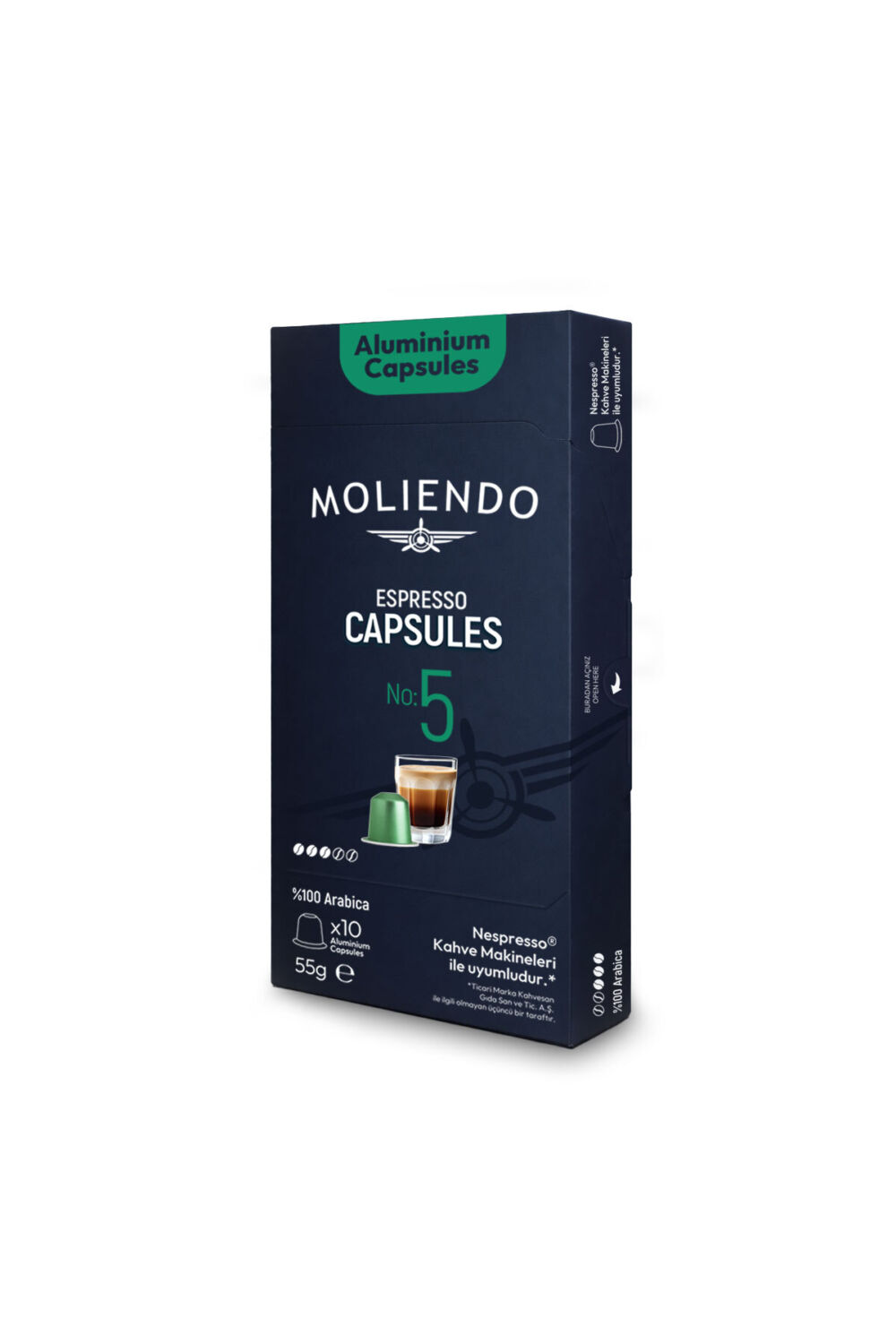 Moliendo Alüminyum Kapsül Kahve No:5 (10 Adet Nespresso Uyumlu Alüminyum Kapsül Kahve)