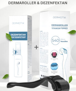 Dermotik Titanyum Uçlu 540 İğneli Dermaroller 1 mm & Dezenfektan Seti–Cilt ve Seyrek Saç Sakal Bakım Aleti