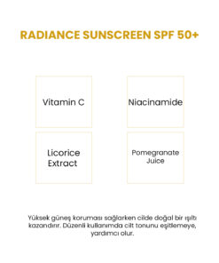 Qremfi Radiance Sunscreen Leke Karşıtı, Aydınlatıcı,Ton Eşitleyici Güneş Kremi SPF 50+ 50ml - Görsel 3