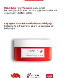 Sinoz Body Scrub Besleyici Arındırıcı Nemlendirici Çilekli Vücut Peelingi 300 gr - Görsel 3
