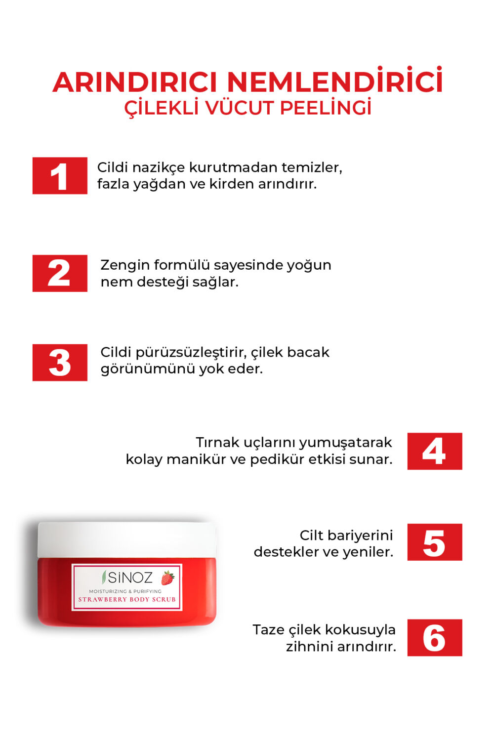 Sinoz Body Scrub Besleyici Arındırıcı Nemlendirici Çilekli Vücut Peelingi 300 gr - Görsel 2