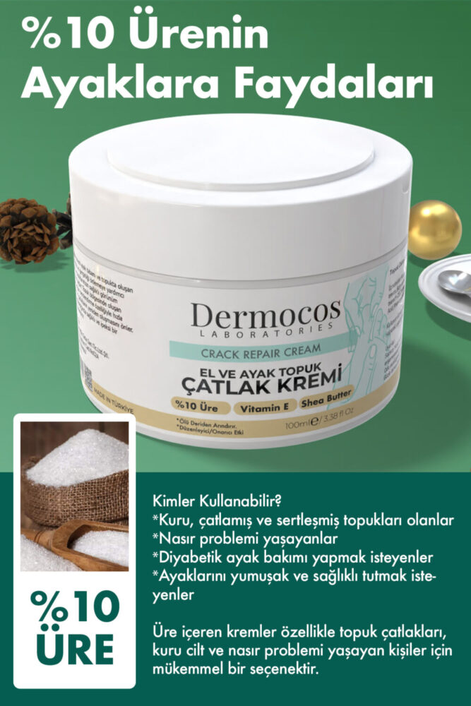 Dermocos El, Ayak ve Topuk Çatlak Kremi 100ml – Üre Yoğun Nemlendirici Onarıcı ve Yumuşatıcı Bakım - Görsel 2