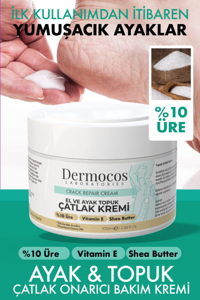 Dermocos El, Ayak ve Topuk Çatlak Kremi 100ml – Üre Yoğun Nemlendirici Onarıcı ve Yumuşatıcı Bakım
