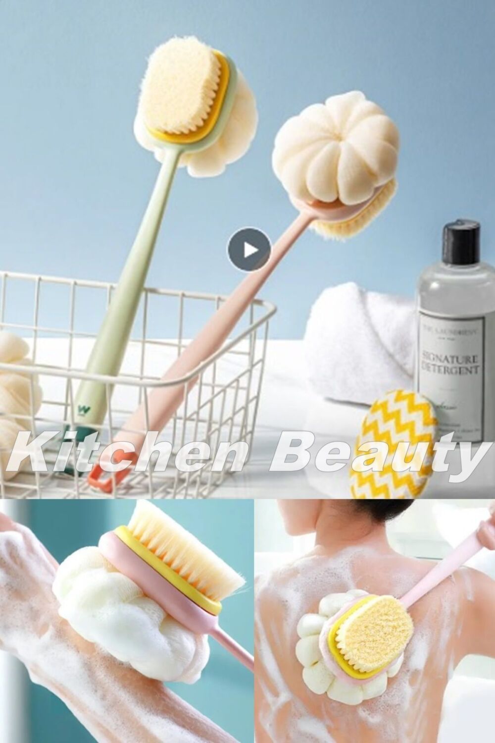 Kitchen Beauty Çift Taraflı Banyo Sırt Kesesi Yumuşak Duş Lifi Banyo Hamam Lifi Vücut Kesesi Masajlı Banyo Kesesi - Görsel 3