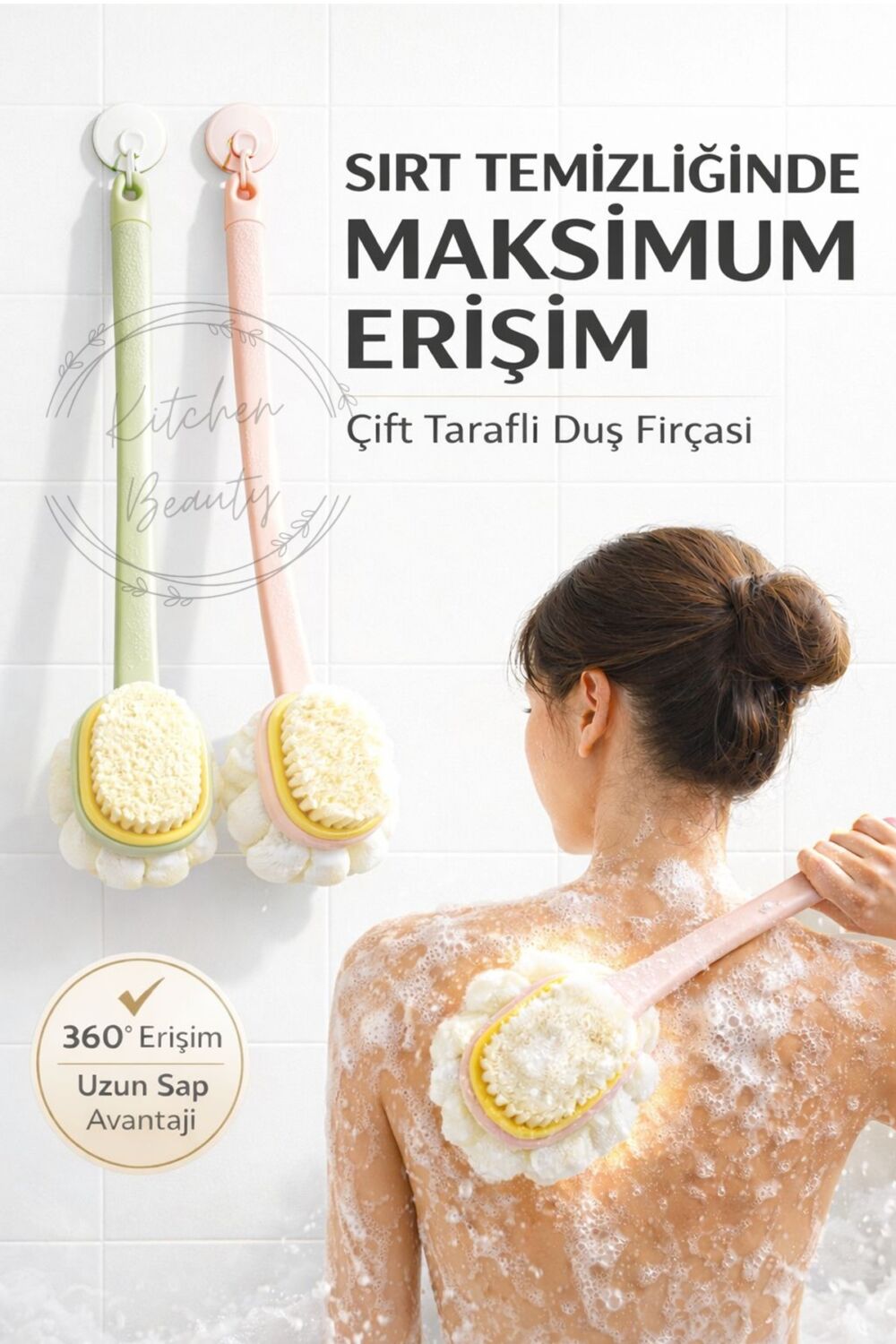 Kitchen Beauty Çift Taraflı Banyo Sırt Kesesi Yumuşak Duş Lifi Banyo Hamam Lifi Vücut Kesesi Masajlı Banyo Kesesi - Görsel 2