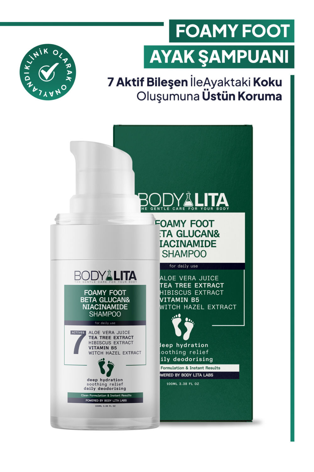 bodylita Foamyfoot Ayak Kokusu Giderici Çay Ağacı Ve 7 Aktif Içerikli ayak köpük şampuanı