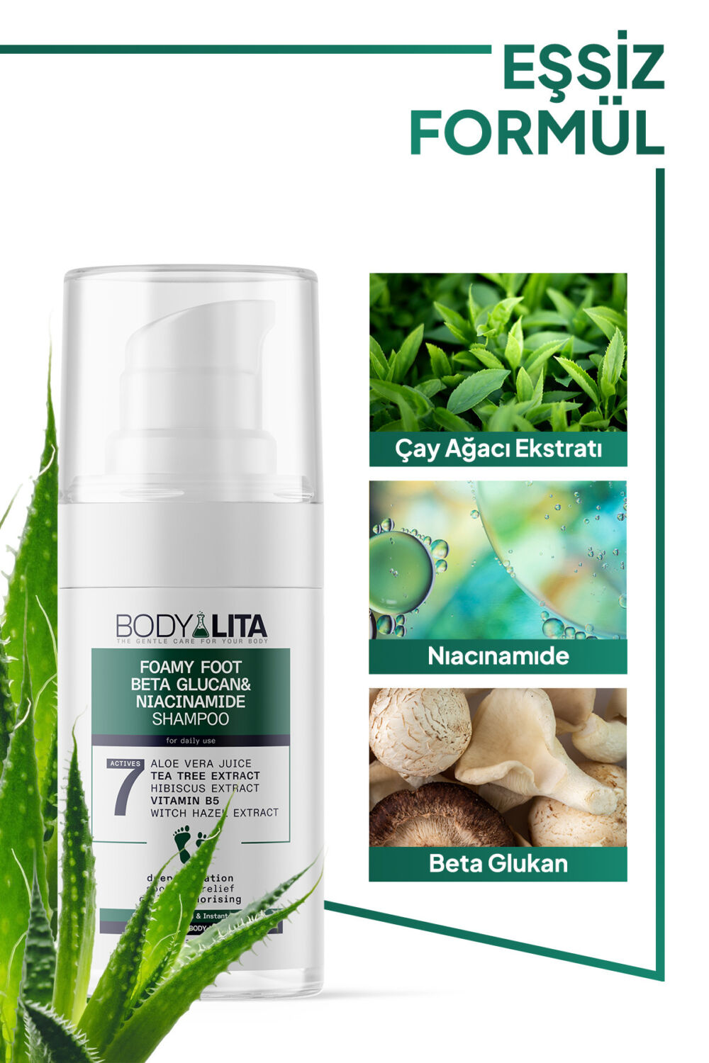bodylita Foamyfoot Ayak Kokusu Giderici Çay Ağacı Ve 7 Aktif Içerikli ayak köpük şampuanı - Görsel 2