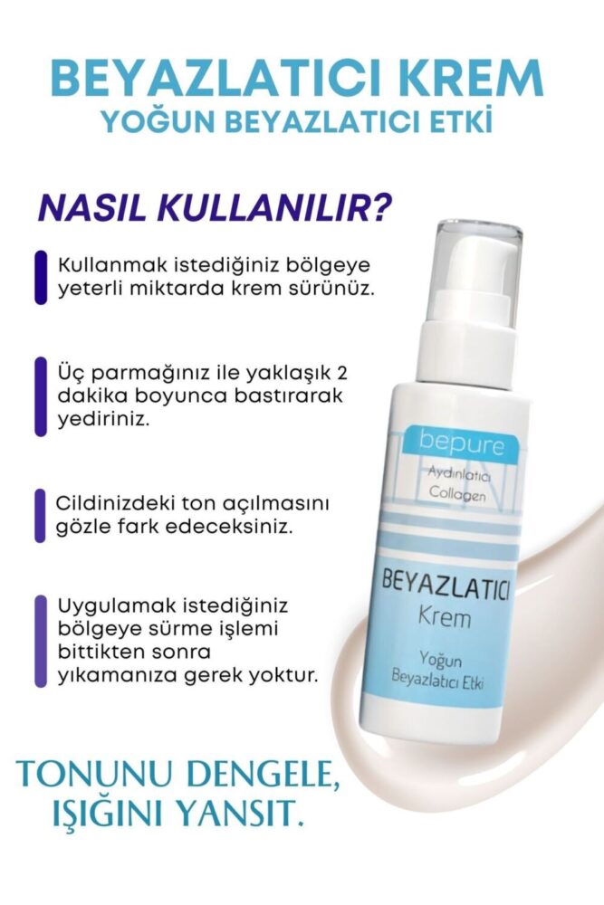 Bepure Beyazlatıcı Krem, Yüz, Vücut Ve Genital Bölge Için Leke Ve Kararma Giderici Krem, Whitening 100 ml - Görsel 2