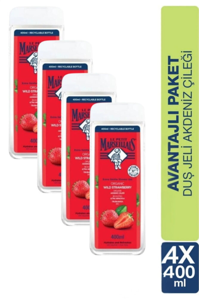 Le Petit Marseillais Akdeniz Çileği Duş Jeli 400 ml x4