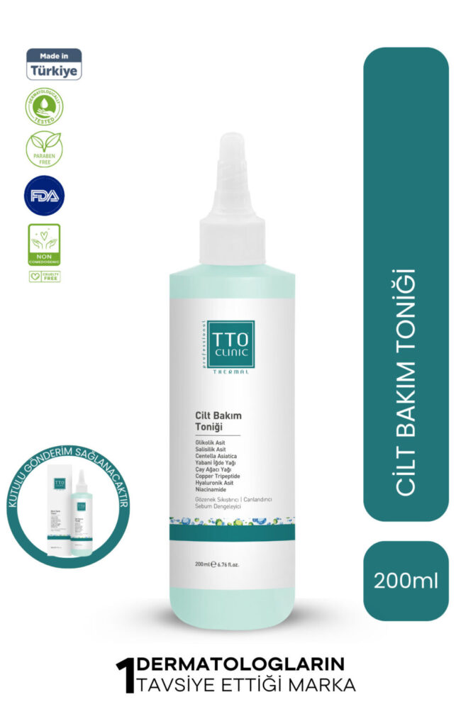 TTO Clinic Cilt Bakım Toniği 200 ml Arındırıcı Gözenek Temizleyici Nemlendirici Yüz Toniği