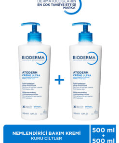 Bioderma Atoderm Cream Ultra Normal Ve Kuru Ciltler Için Nemlendirici Yüz, Vücut Bakım Kremi 2x500 ml