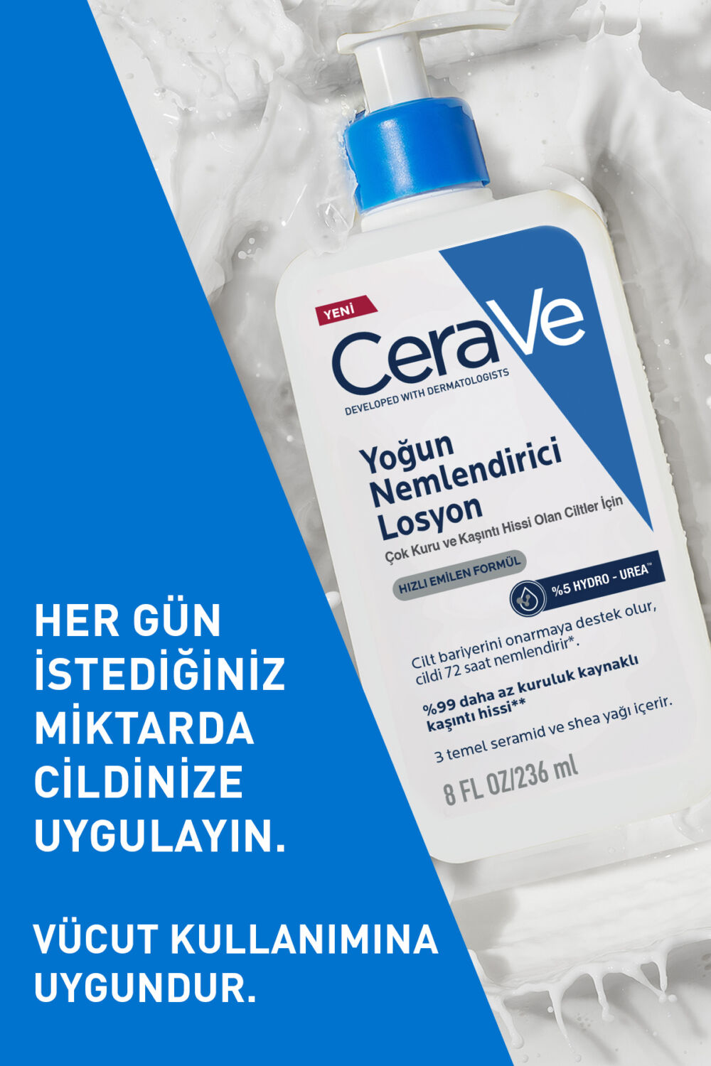 CeraVe Hyalüronik Asit & Seramid & Hidro-üre İçerikli Yoğun Nemlendirici Vücut Losyonu 236 ml - Görsel 3