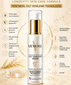 Viemore Cilt Yenileyici Serum 50 ml | PDRN (Pirinç DNA) + NAD+ + Marine Retinol | Microchannel Technology | Nemlendirici, Aydınlatıcı ve Cilt Bariyeri Güçlendirici Bakım Serumu 50 ML