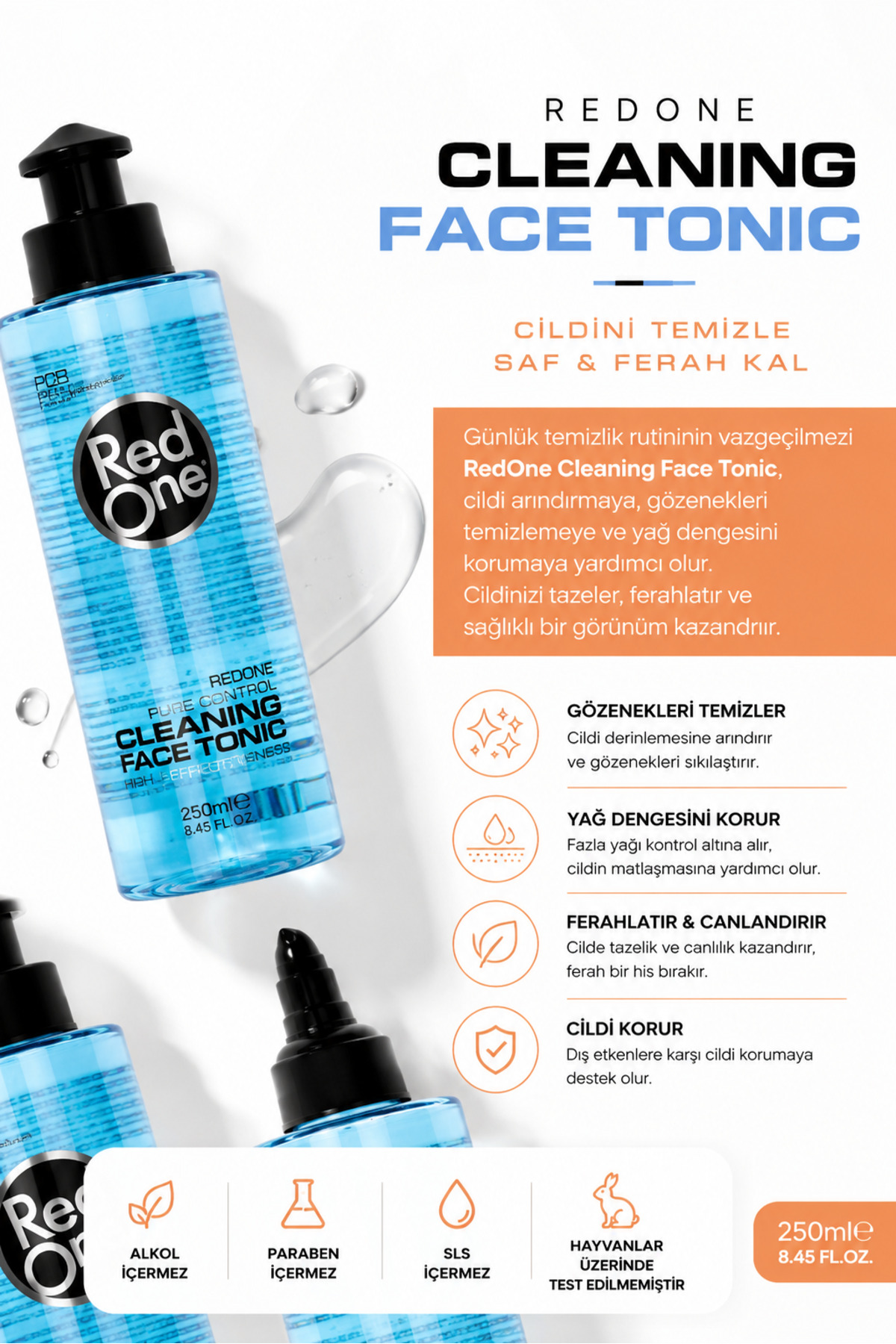 Red One Redone Yağlı ve Sivilceye Eğilimli Ciltler İçin Yüz Toniği 250 ml - Görsel 3