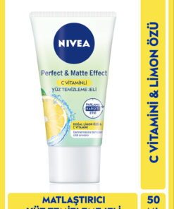 NIVEA Perfect&Matte Yüz Temizleme Jeli 50ml, C Vitamini, Matlaştırıcı, Parlama Karşıtı, Yağlı Cilt