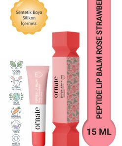 ORNATE Peptide Lip Balm Rose Strawberry, Nemlendirici, Parlatıcı Lip Balm Çilek Ceramide Vitamin E 15mL