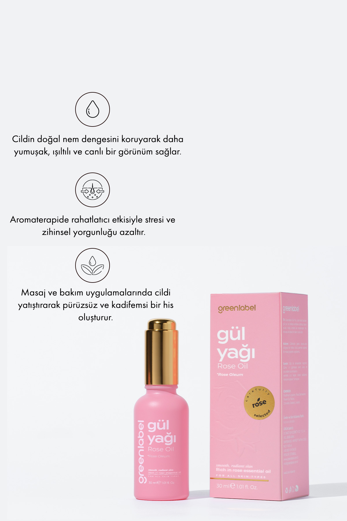 Green Label Dişil Enerjiyi Artıran Ve Cilt Bakımını Destekleyen Gül yağı 30ml - Görsel 3