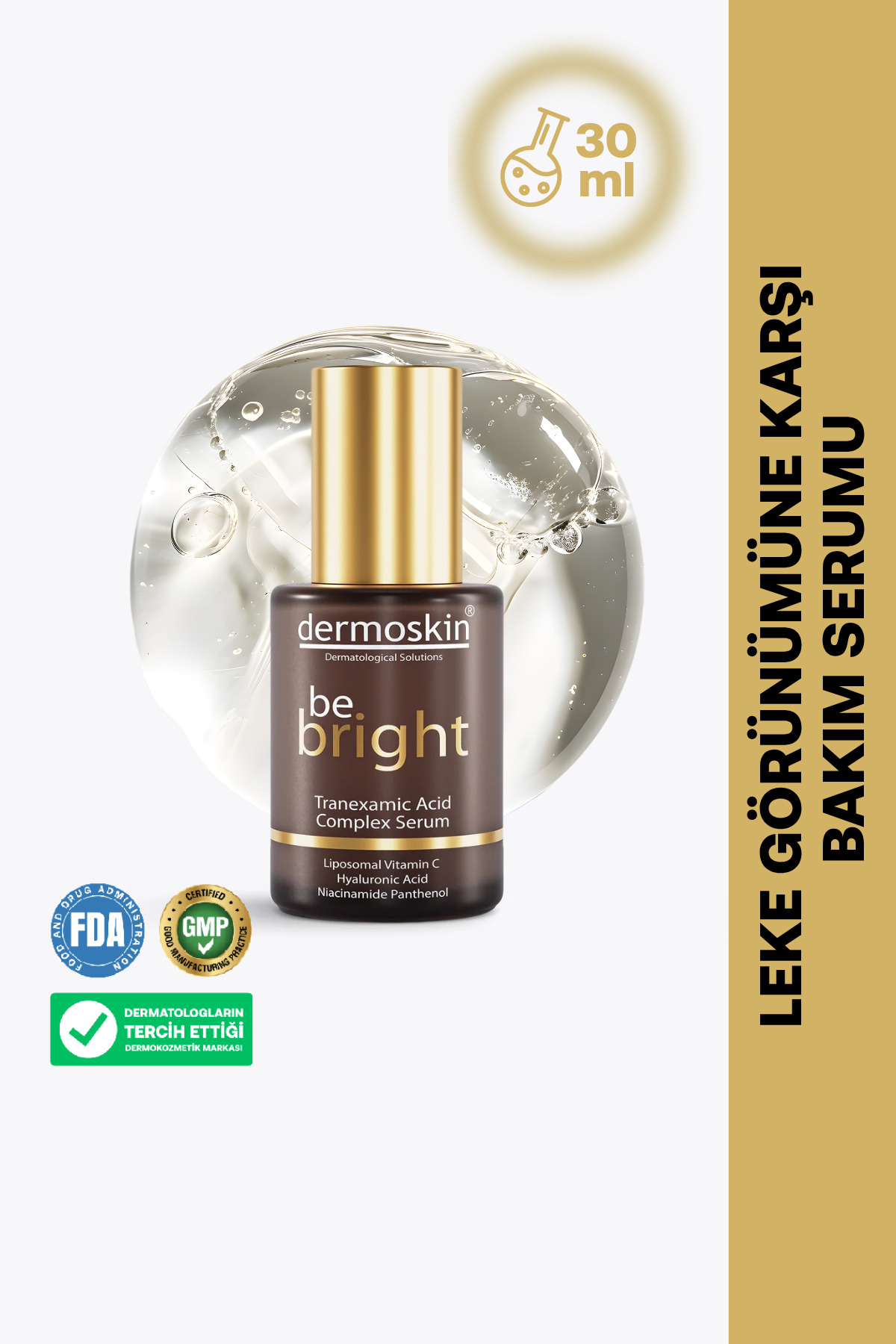 Dermoskin Be Bright Tranexamic Acid Leke Karşıtı Serum | Kırışıklık Karşıtı | Hyaluronik Asit | 30 ml - Görsel 2