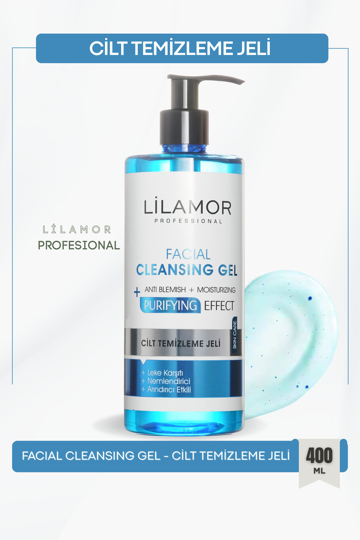 Lilamor Cilt Temizleme Jeli Leke Karşıtı Nemlendirici Arındırıcı Etkili 400 ml - Görsel 2