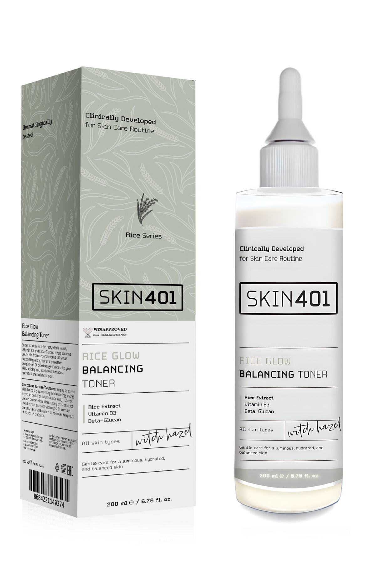 Skin401 Pirinç Özlü Aydınlatıcı Dengeleyici Tonik 200ml (0 Vegan)