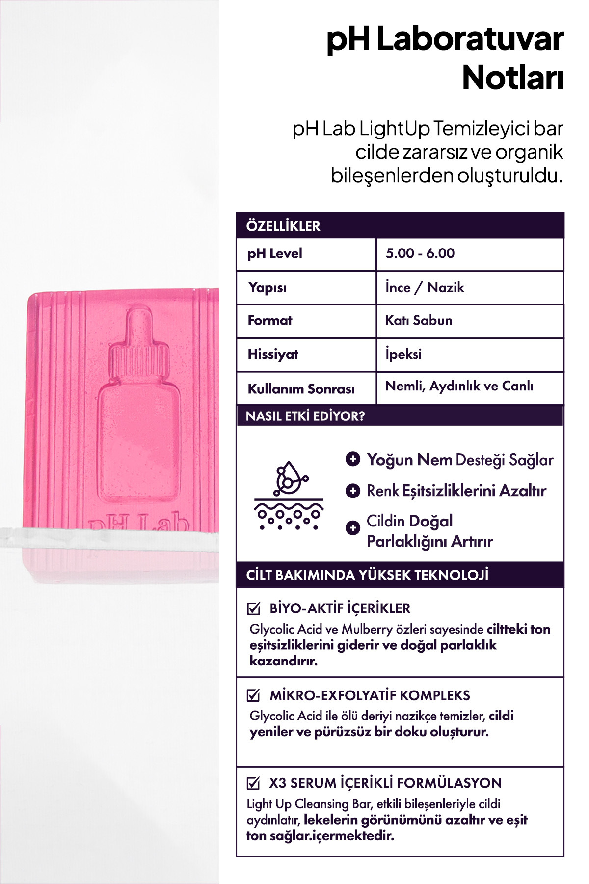 Ph Lab Phlab Light Up Cilt Aydınlatıcı Temizleme Barı, Cilt Leke Serumu Etkili Sabun, Leke Karşıtı - Görsel 3