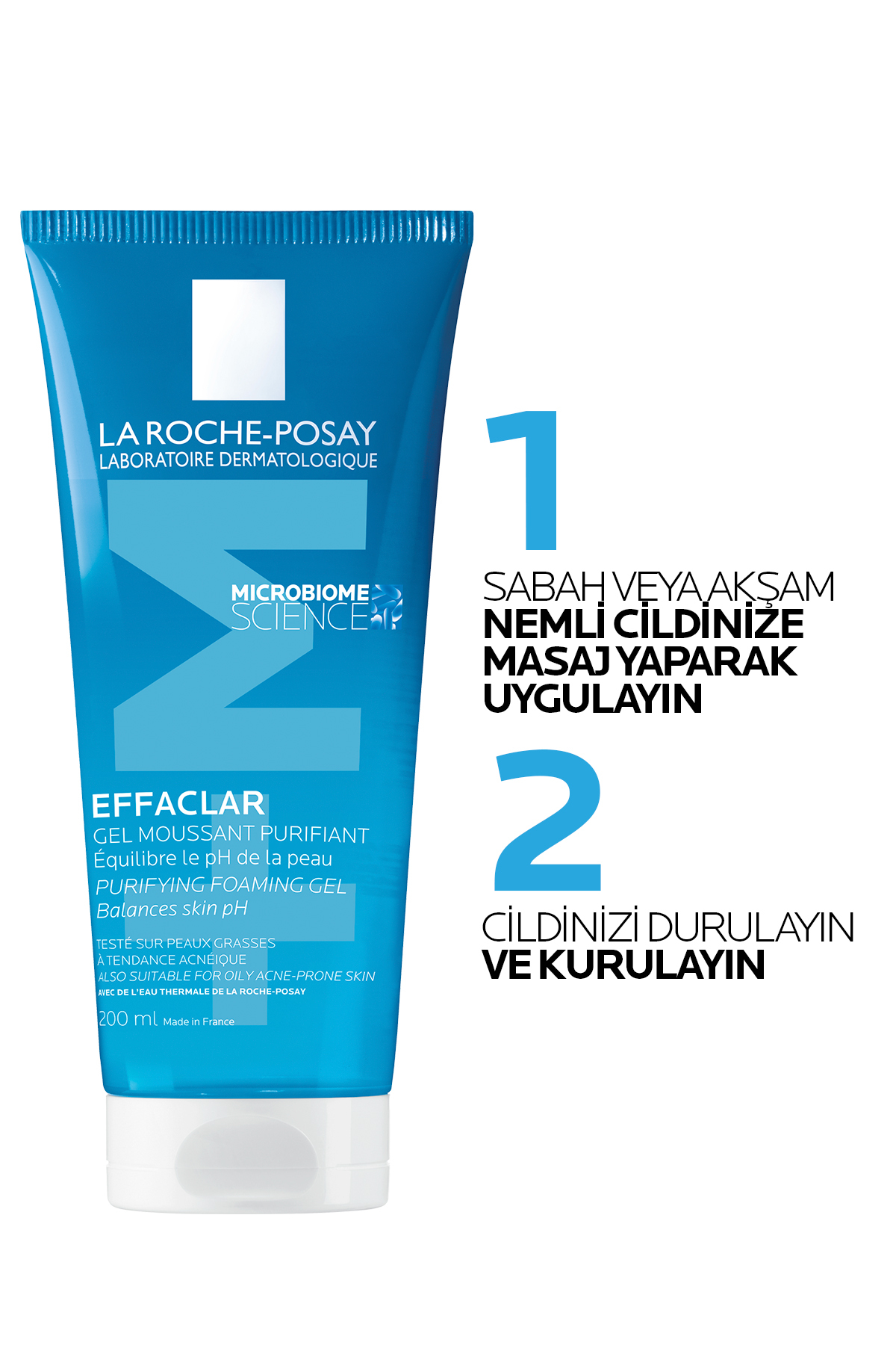La Roche Posay Effaclar Yüz Temizleme Jeli 200ml - Yağlı ve Akneye Eğilim Gösteren Ciltler - Görsel 3
