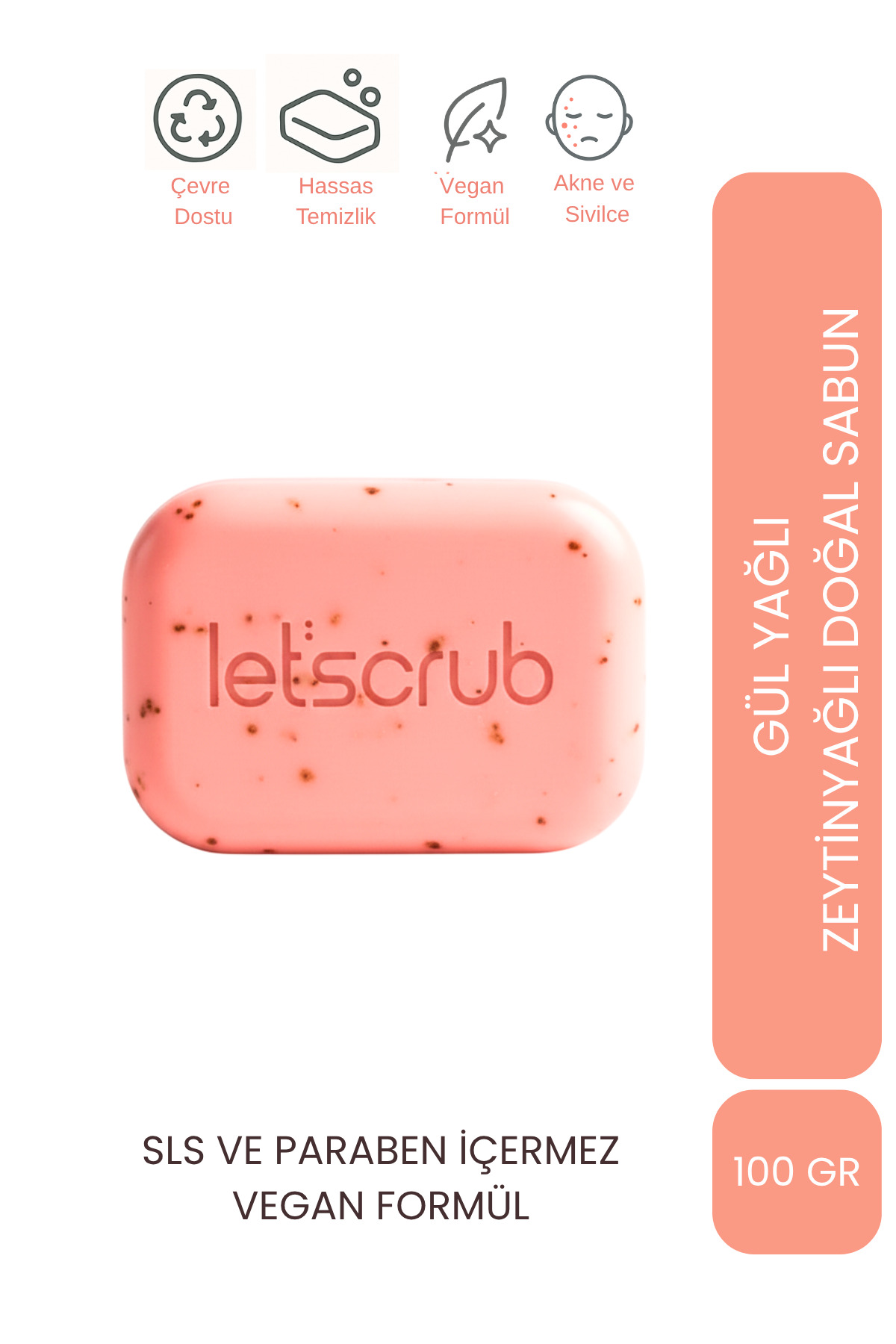 LET'SCRUB Zeytinyağlı Doğal Gül Özlü Sabunu Canlandırıcı Ve Onarıcı 100gr