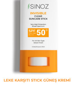 Sinoz SPF50+ Nemlendirici ve Yatıştırıcı Yüksek Korumalı Şeffaf Stick Güneş Kremi PA++++ 15 gr