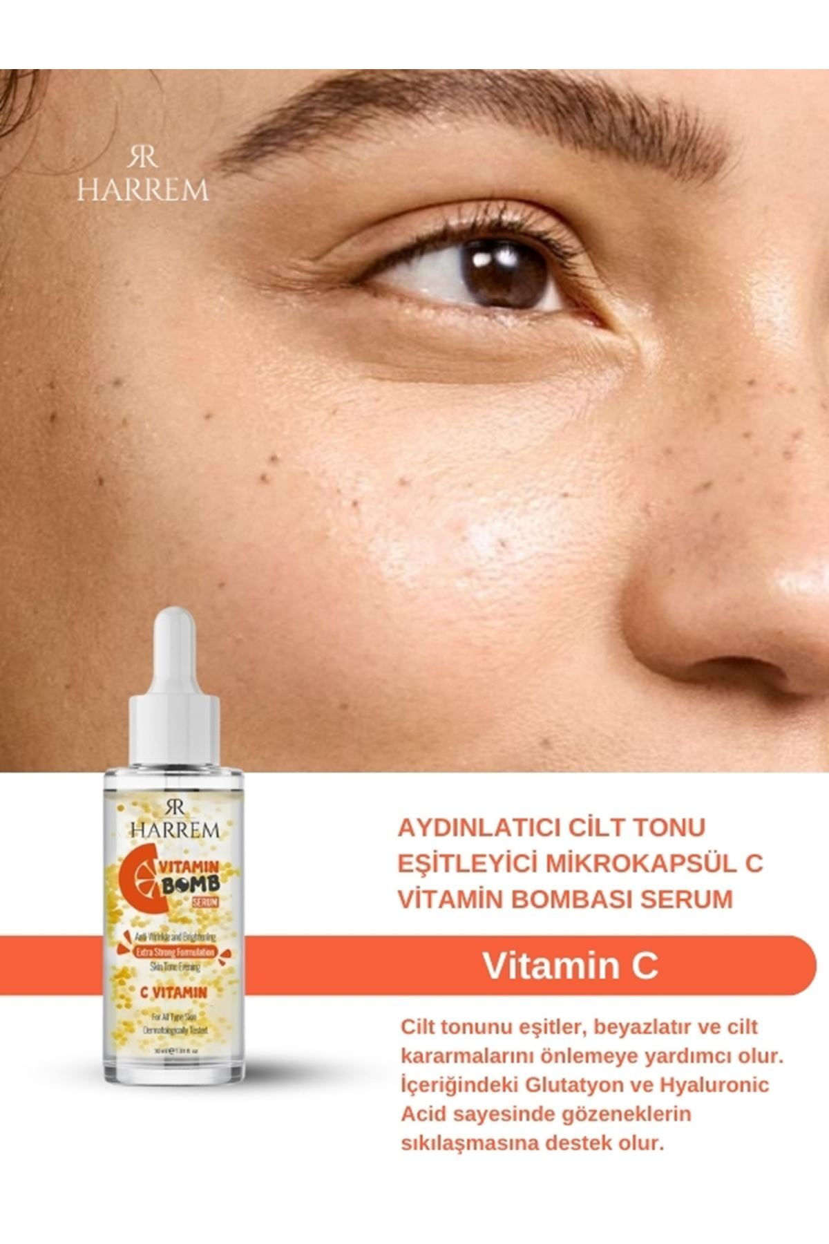 Harrem Aydınlatıcı Cilt Tonu Eşitleyici Mikrokapsül C Vitamin Bombası Serum 30 ml - Görsel 3
