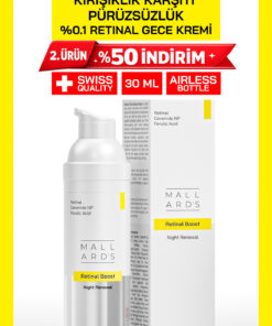 Mallards Retinal Boost %0.1 Retinal Gece Kremi 30 ml - Kırışıklık ve Leke Görünümü Karşıtı, Ceramide NP & Ferulik Asit
