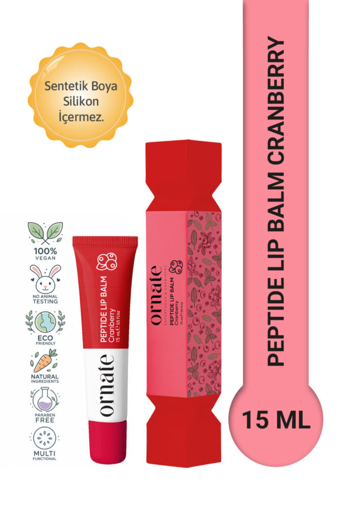 ORNATE Peptide Lip Balm Cranberry, Nemlendirici, Parlatıcı Lip Balm Kızılcık Ceramide Vitamin E 15mL